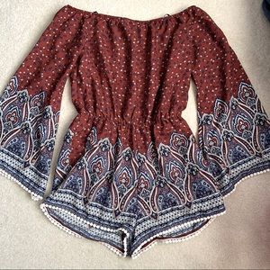 Off the shoulder long sleeve romper/play suit